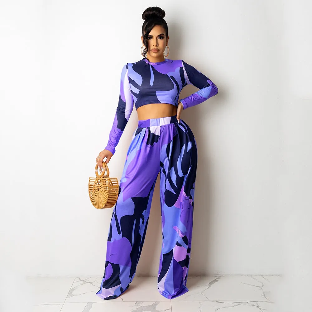 2pcs Wholesale Sets For Women Crop Top   Wide Leg Pants