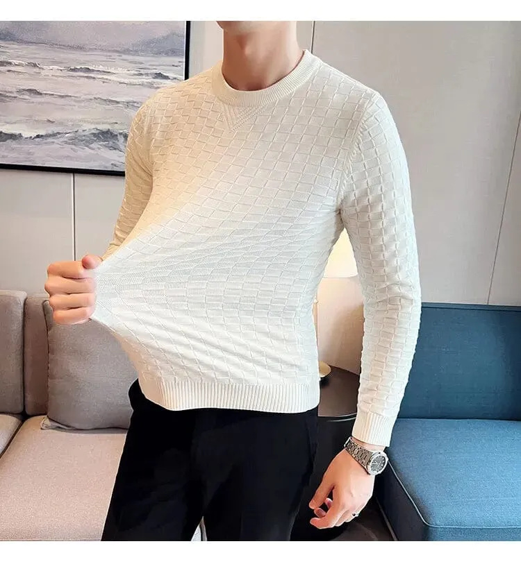 A Masterclass in Waffle Knit Men's O-Neck Sweaters