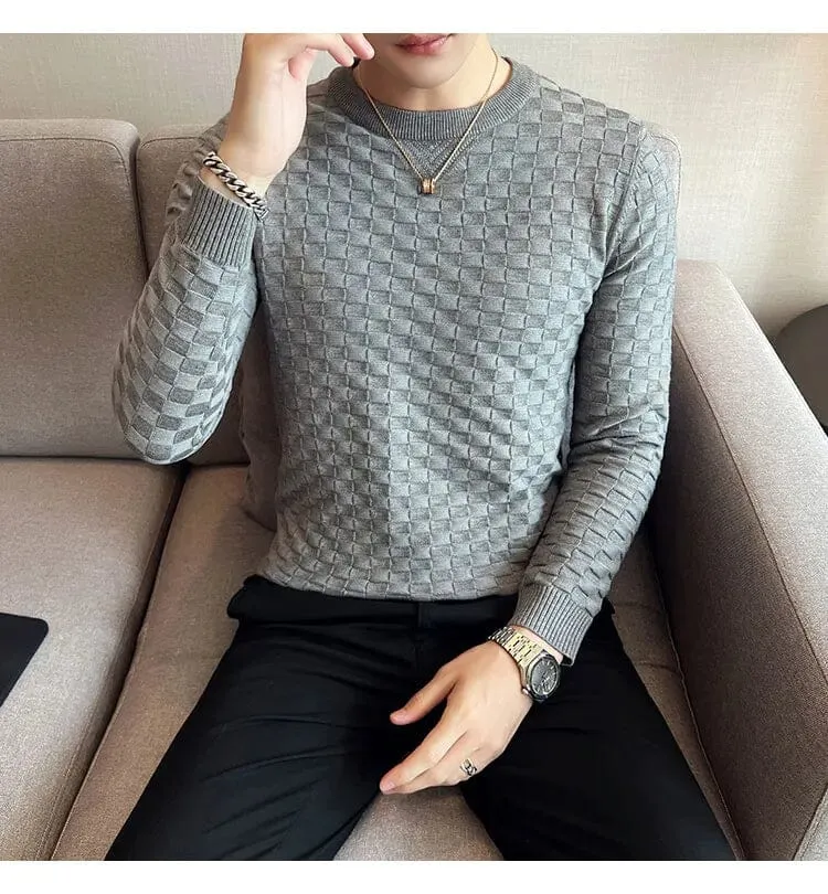 A Masterclass in Waffle Knit Men's O-Neck Sweaters