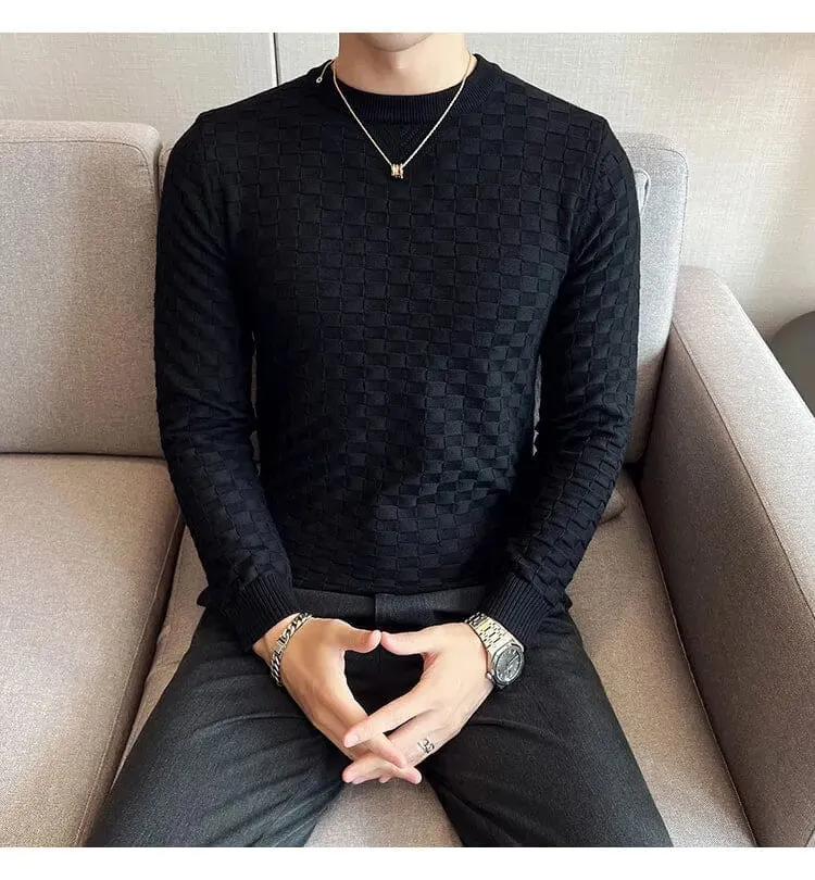 A Masterclass in Waffle Knit Men's O-Neck Sweaters