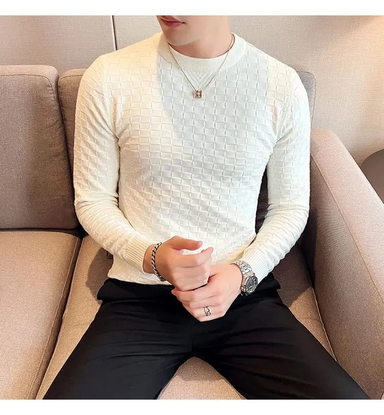 A Masterclass in Waffle Knit Men's O-Neck Sweaters