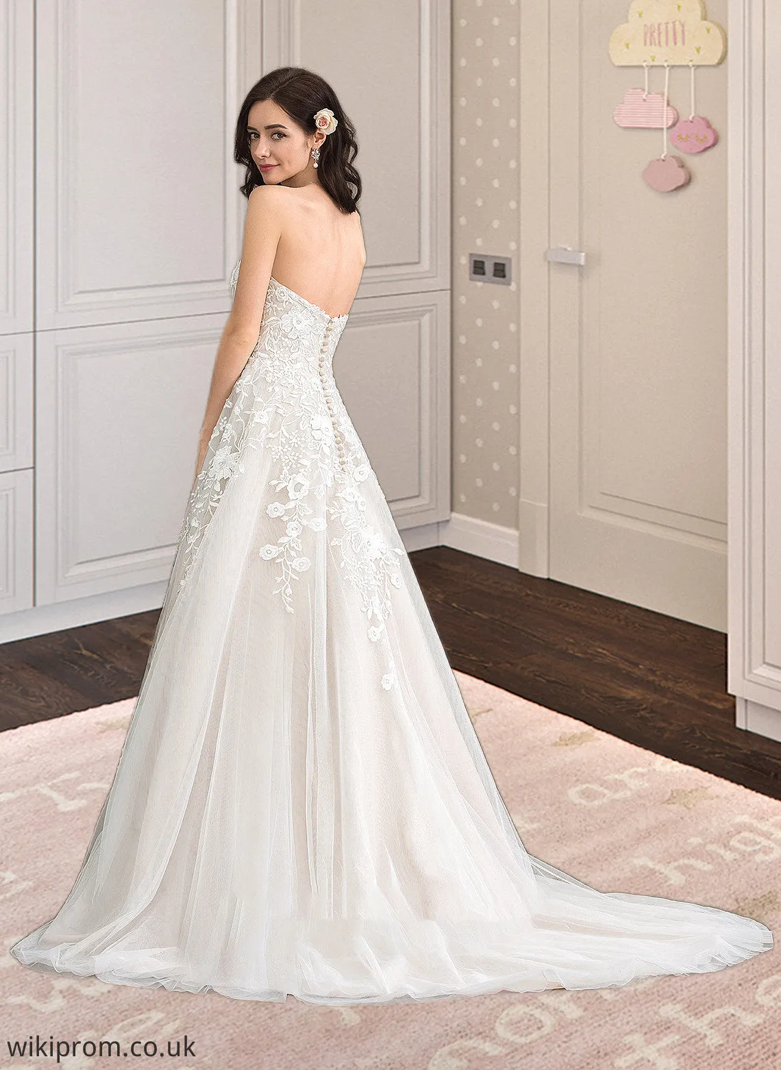 Adelaide Ball-Gown/Princess Sweetheart Court Train Tulle Wedding Dress SWKP0013732