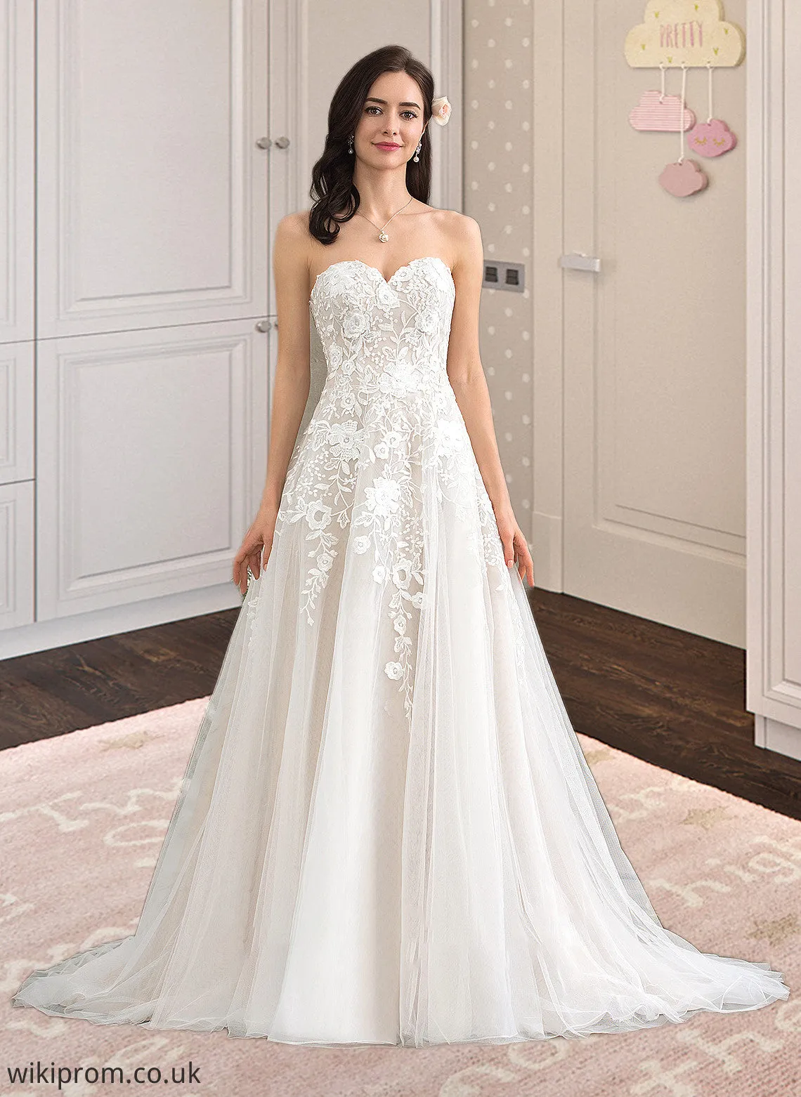 Adelaide Ball-Gown/Princess Sweetheart Court Train Tulle Wedding Dress SWKP0013732