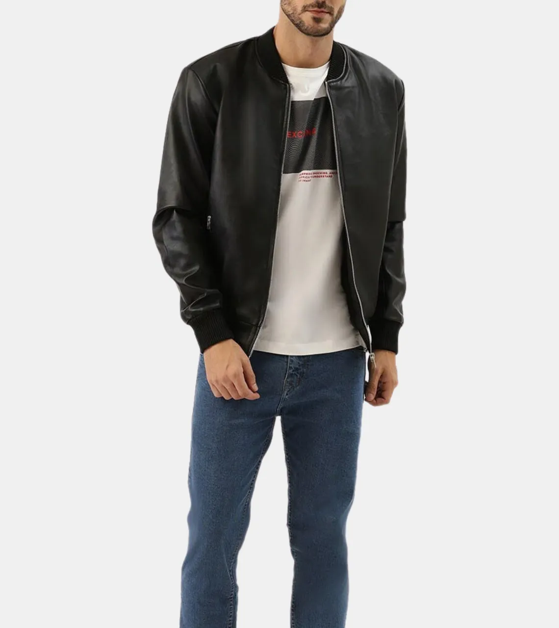 Adler Men's Black Bomber Leather Jacket