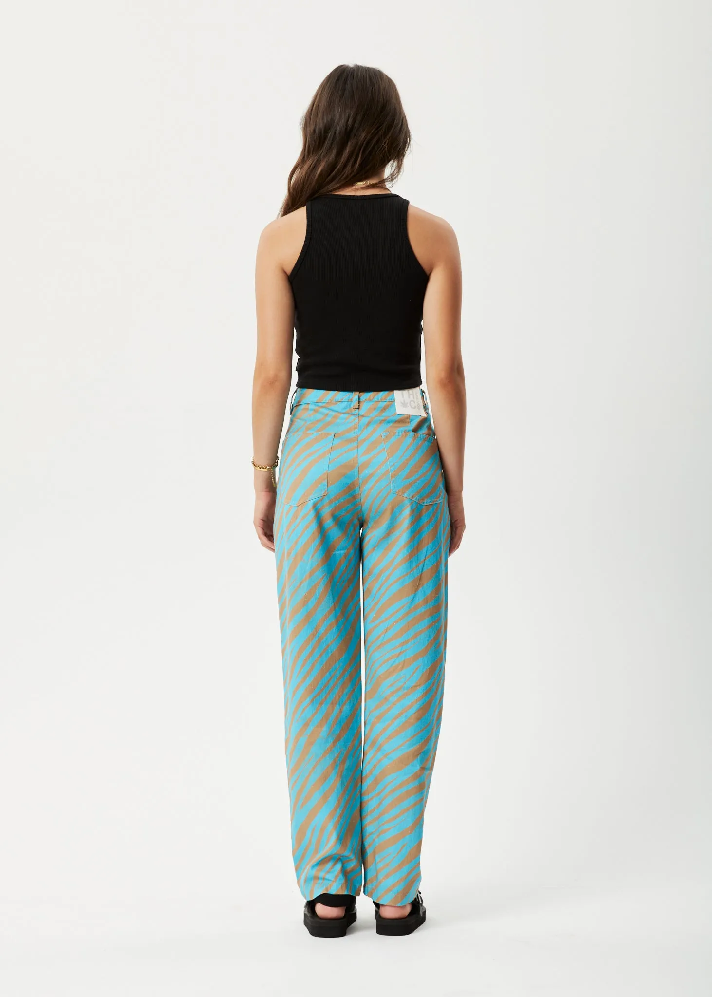 AFENDS Womens Adi Shelby - Wide Leg Pants - Blue Stripe