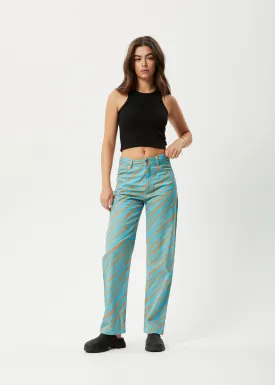 AFENDS Womens Adi Shelby - Wide Leg Pants - Blue Stripe