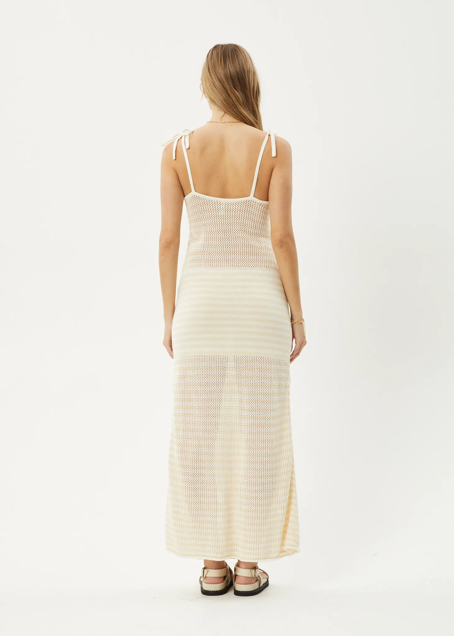 AFENDS Womens Claudia - Knit Maxi Dress - White / Sand