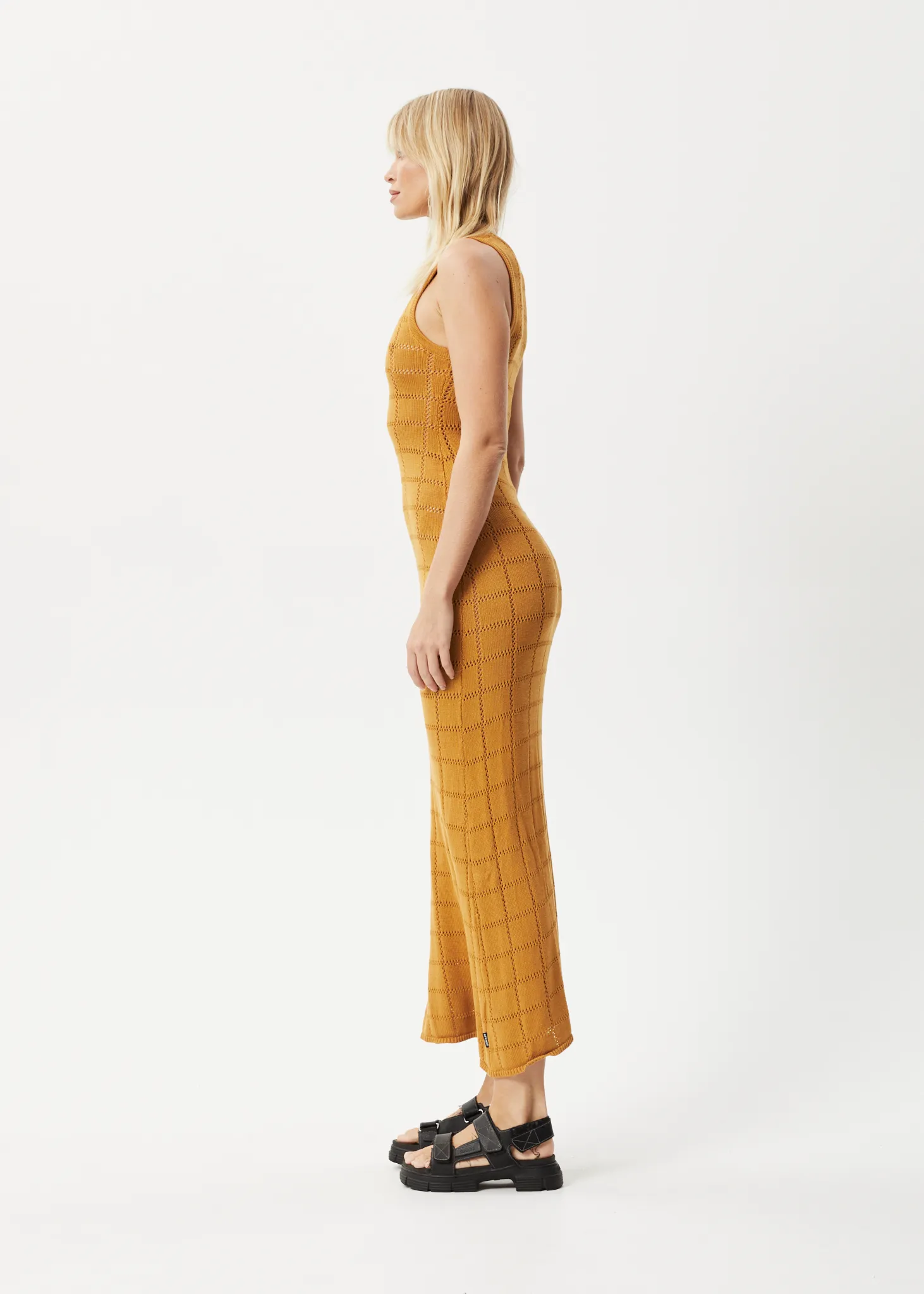 AFENDS Womens Femme - Knit Maxi Dress - Mustard