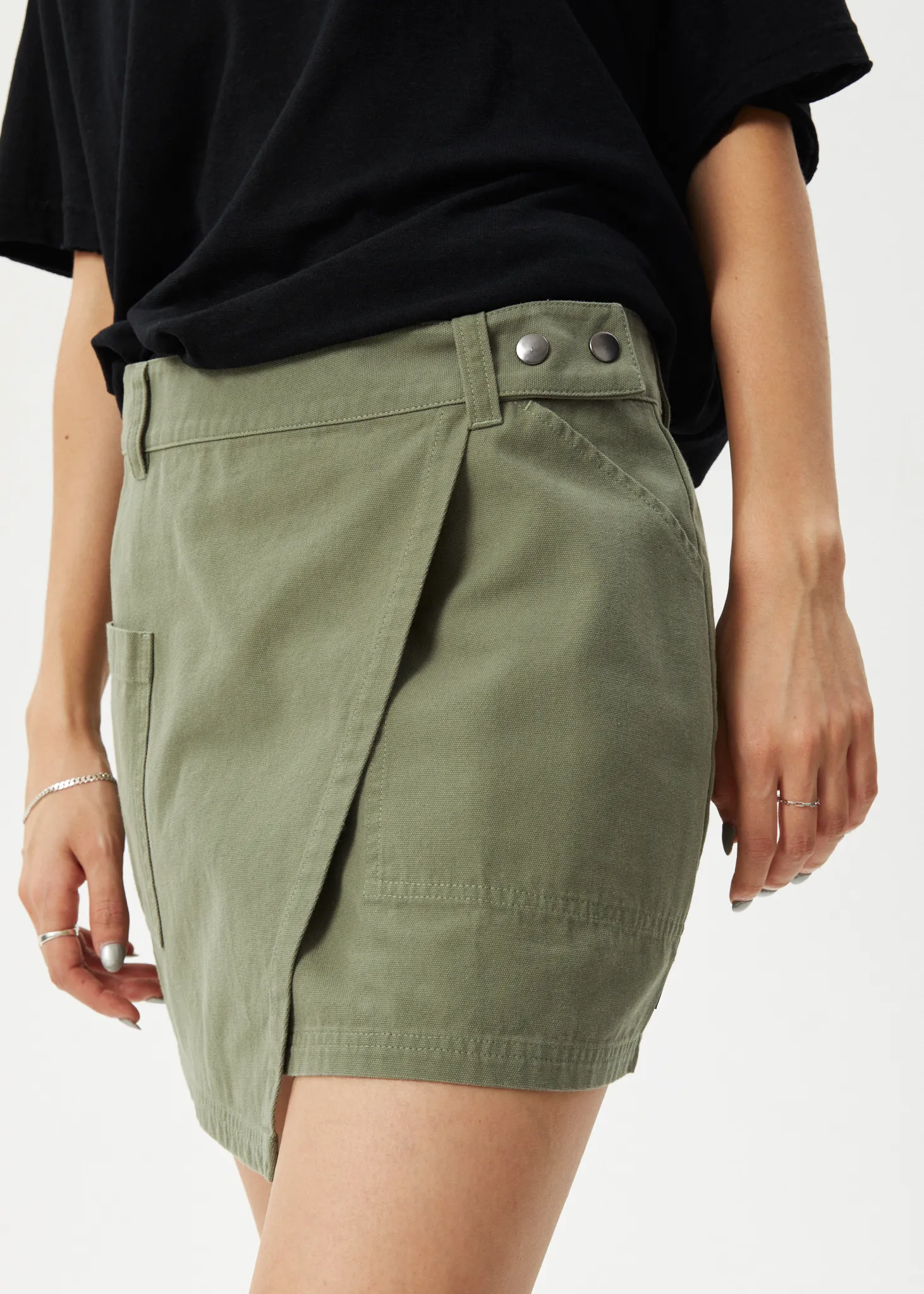 AFENDS Womens Fraser - Utility Mini Skirt - Olive