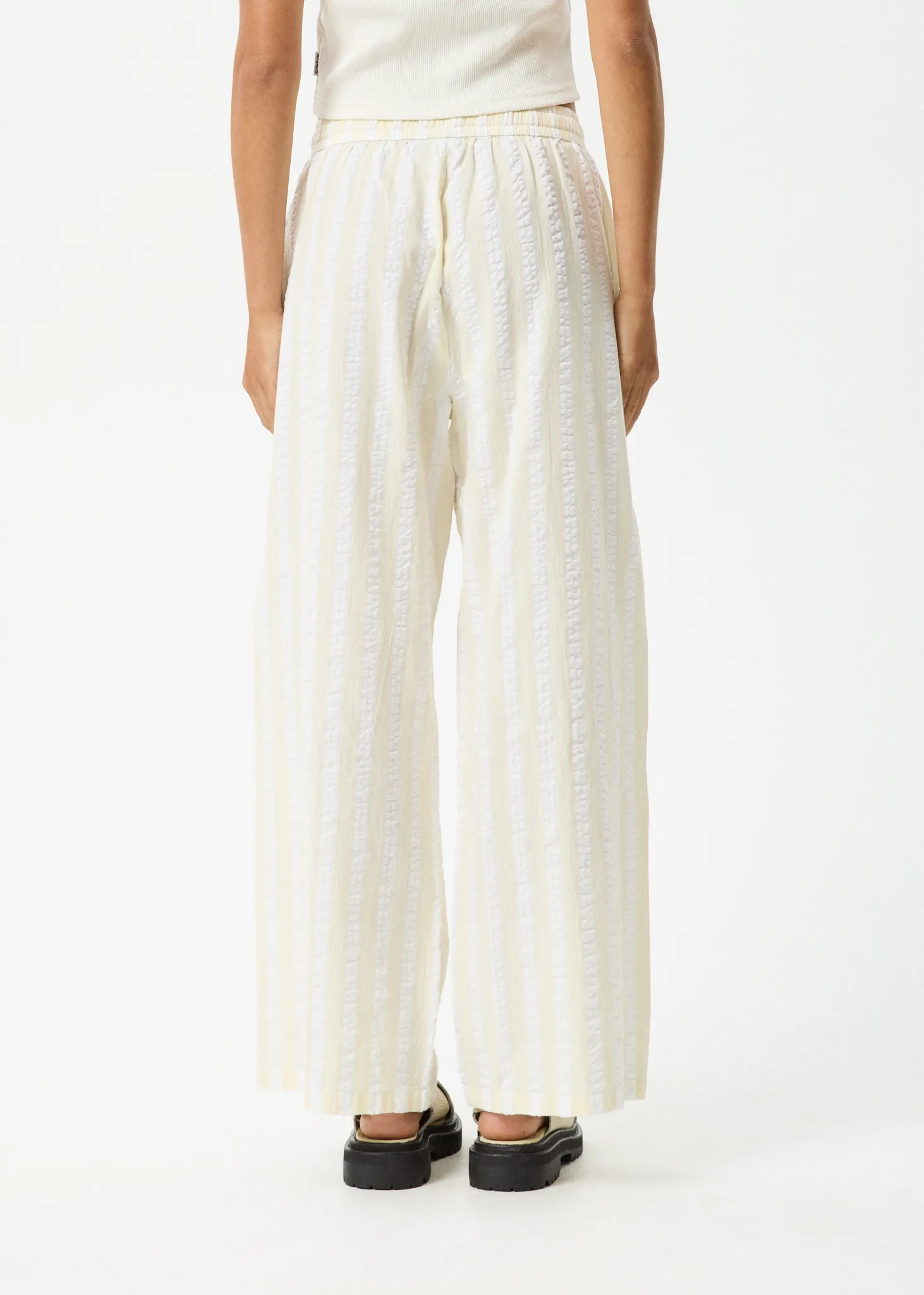 AFENDS Womens Splice - Wide Leg Pants - White / Lemongrass