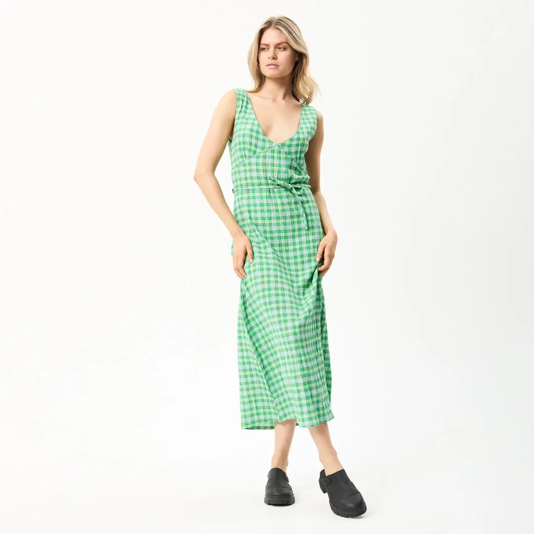 AFENDS Womens Tully - Seersucker Check Maxi Dress - Forest Check