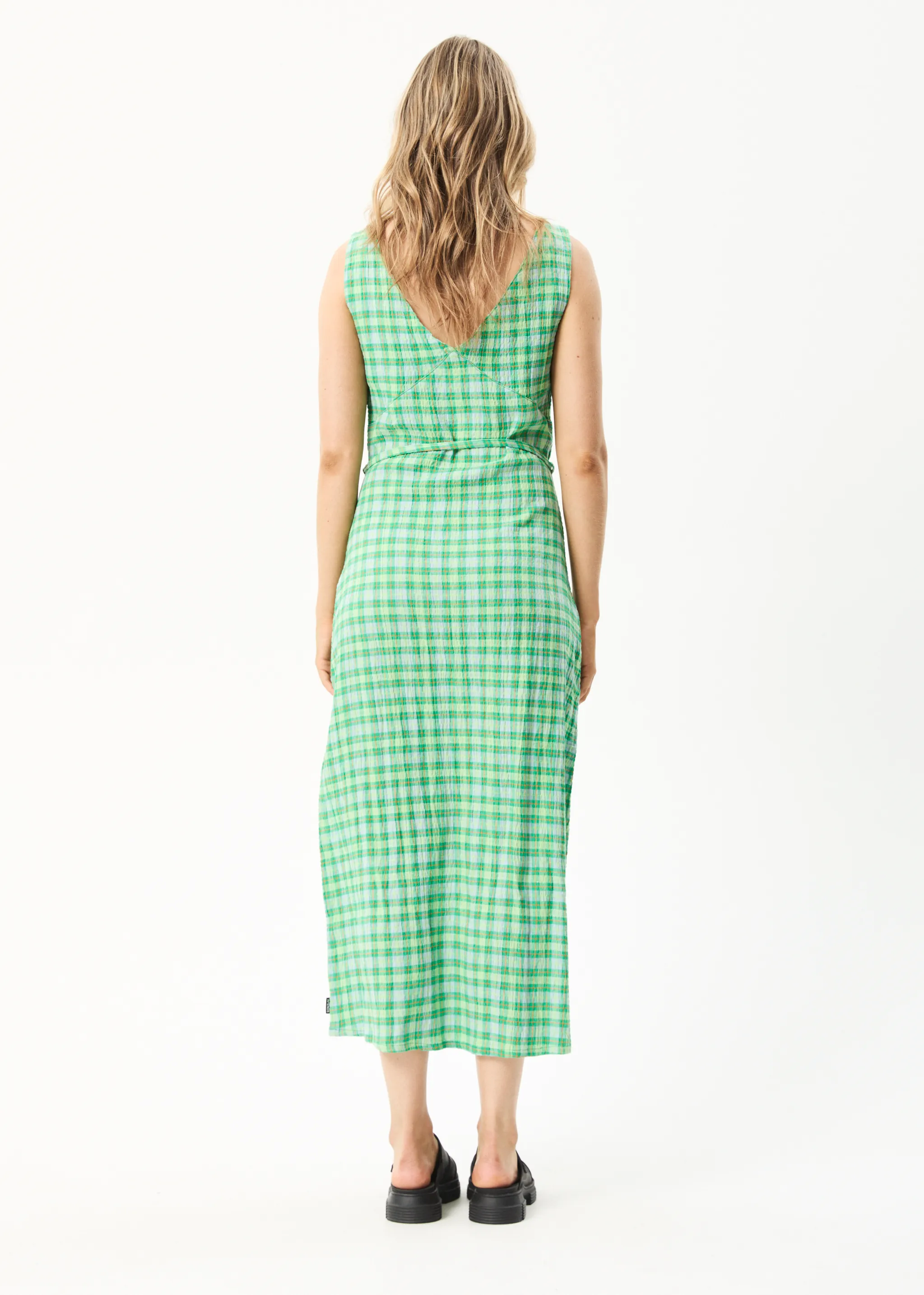 AFENDS Womens Tully - Seersucker Check Maxi Dress - Forest Check