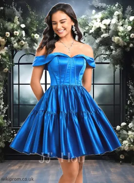 Aleah Ball-Gown/Princess Off the Shoulder Short Satin Homecoming Dress SWKP0025680