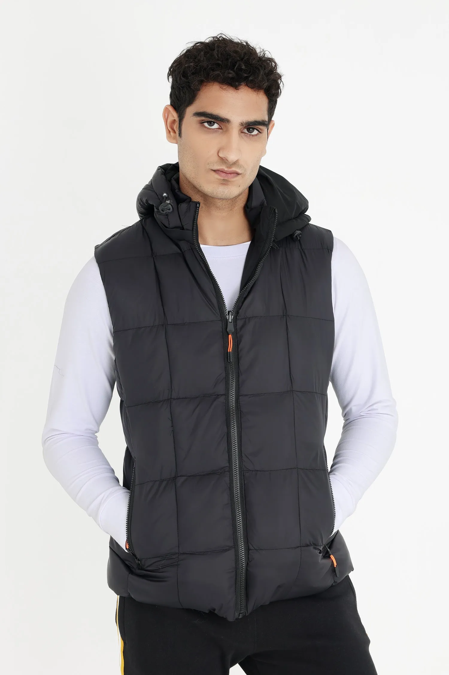 ALMAS HOODED PUFFER JACKET-BLACK