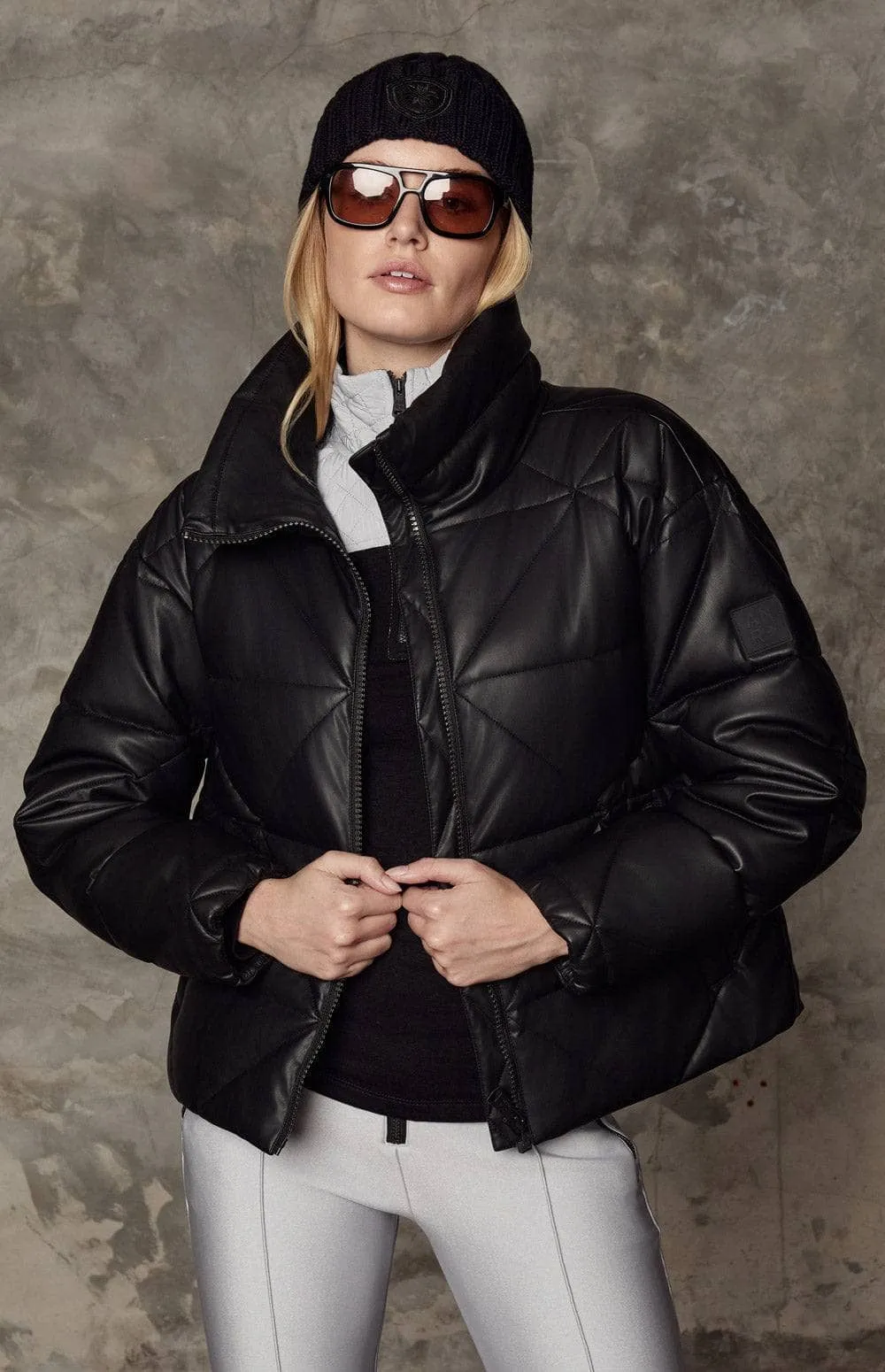 Alta Puffer Jacket | Black Faux Leather