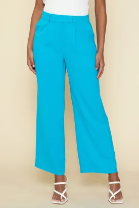 Azure Blue Pintuck Wide Leg Trouser