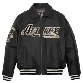 Black Avirex Bomber Leather Jacket