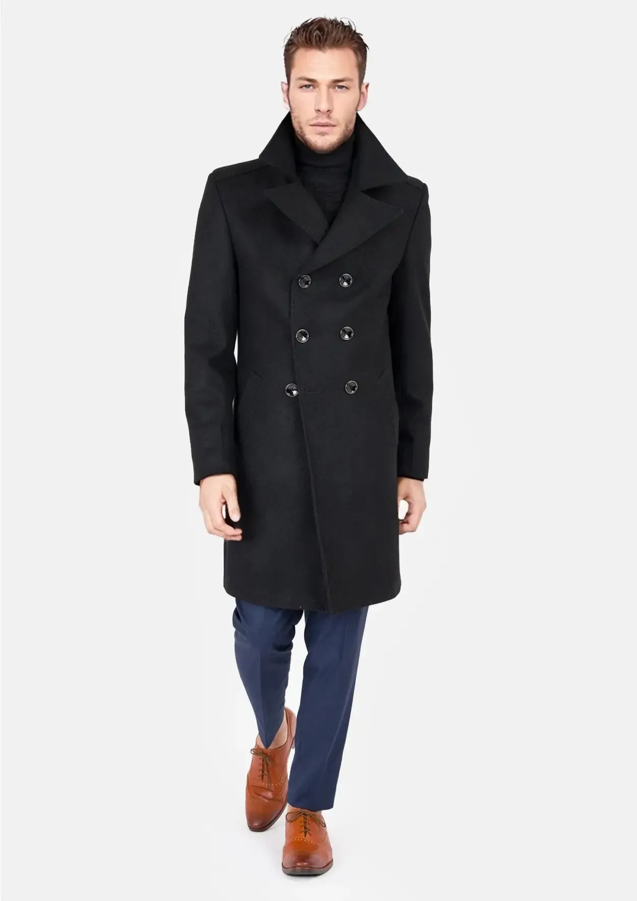 Black Wool Signature Peacoat