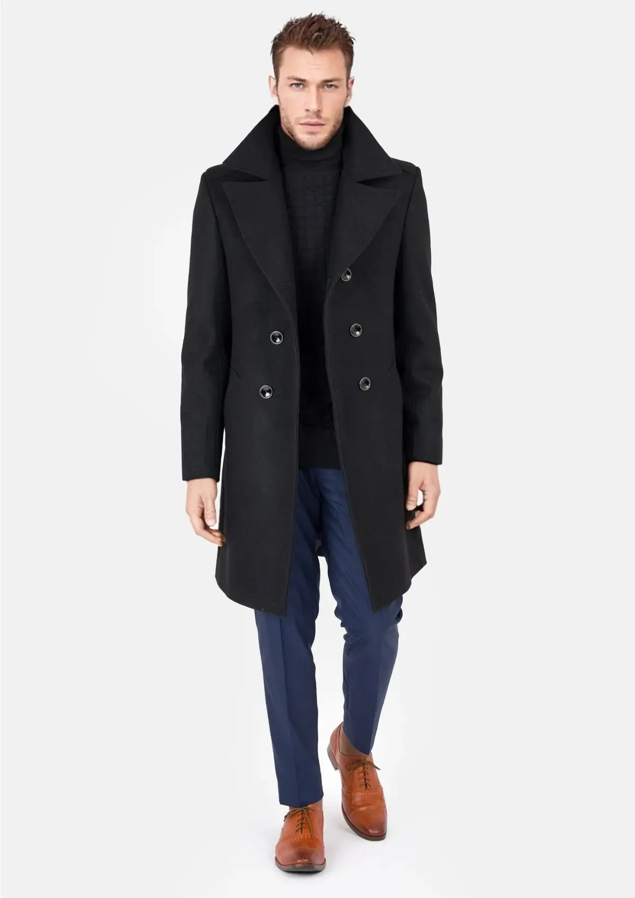 Black Wool Signature Peacoat