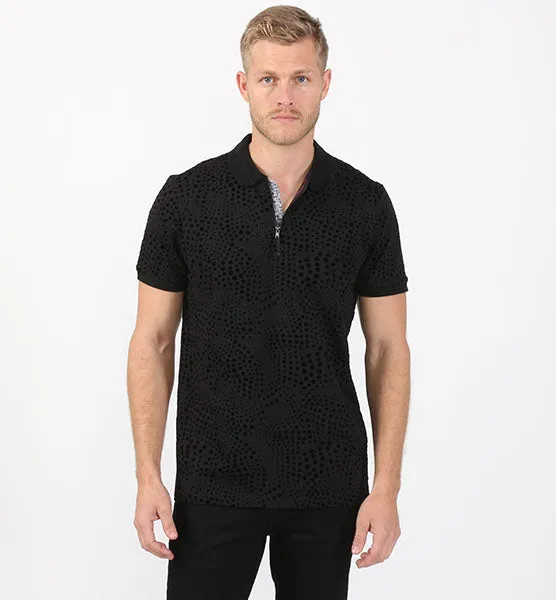 Black Zip Flocking Polo