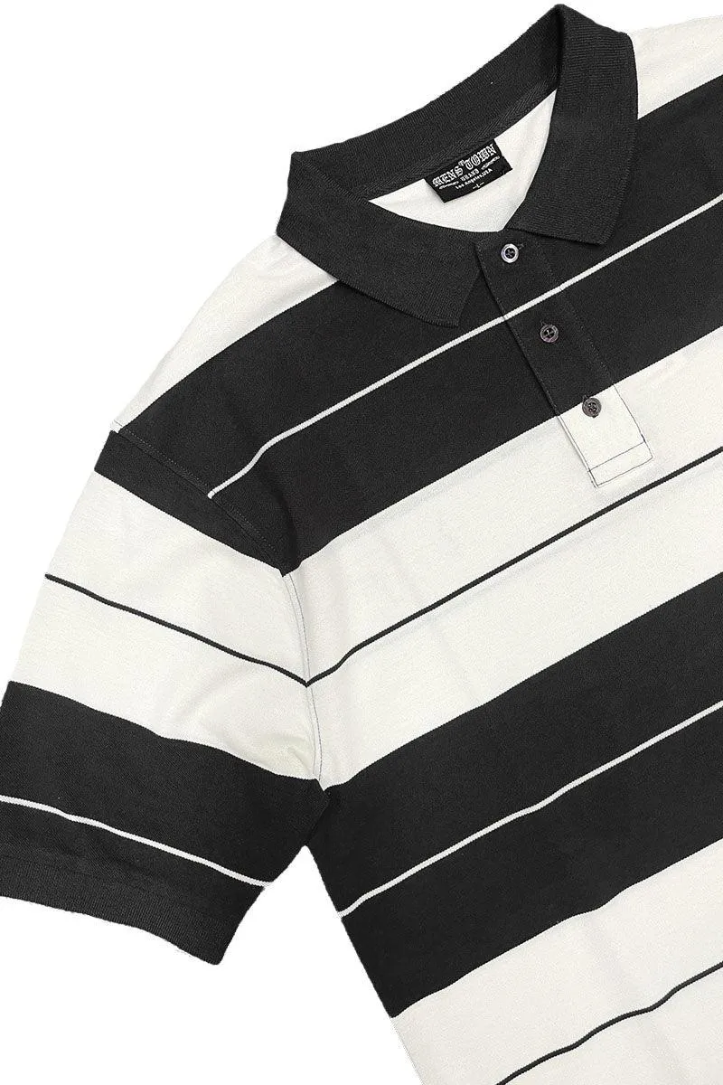 Black/White Old School Pique Polo Shirt