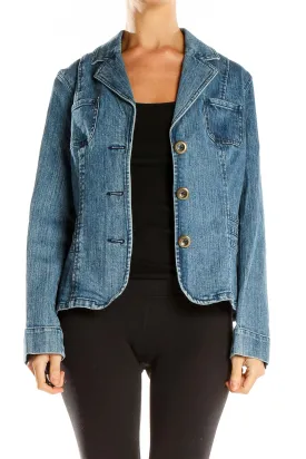 Blue Denim Blazer-Style Jacket