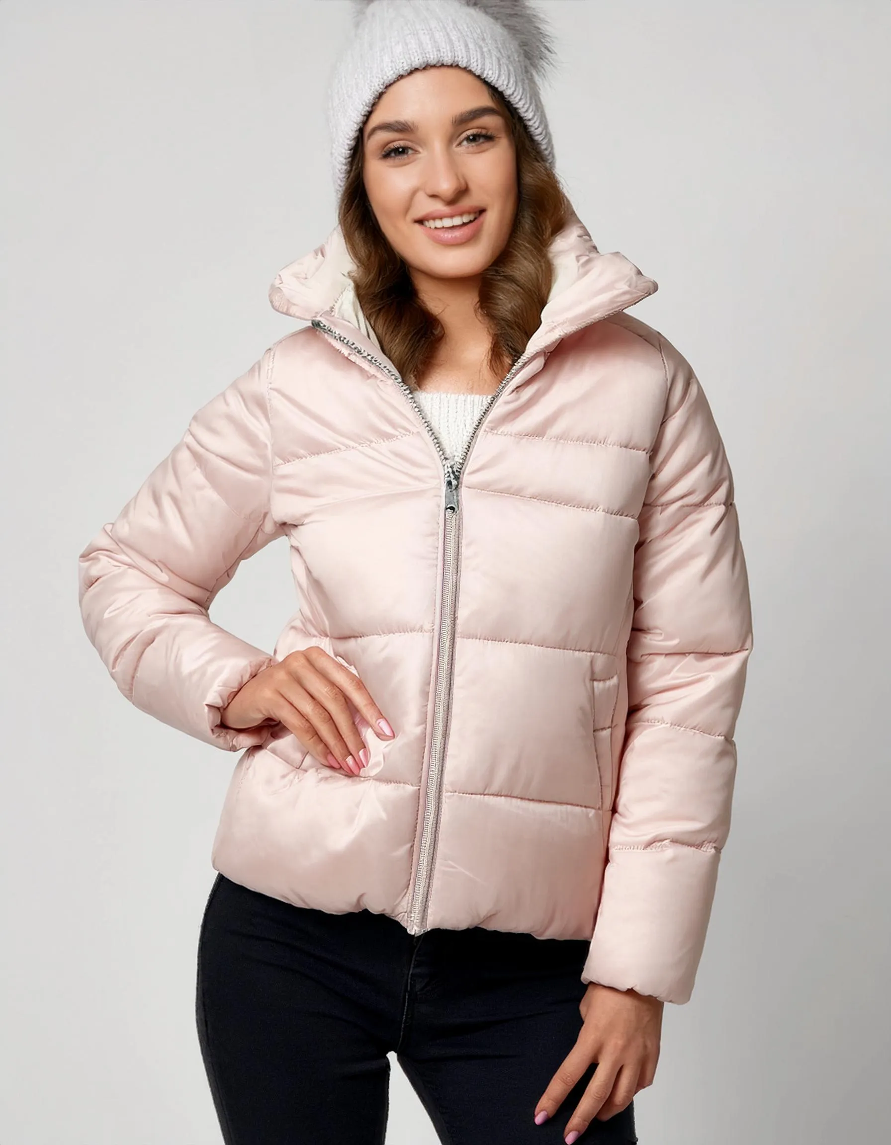 Blush Pink Short Puffer Jacket