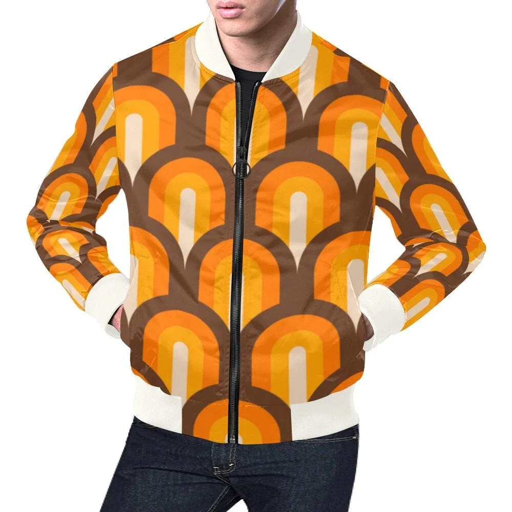 Bomber Jacket Men, 70s Bomber Jacket Men, 70s style Bomber Jacket, Retro Bomber Jacket Men, Retro Jacket Men, Mod Orange Bomber Jacket