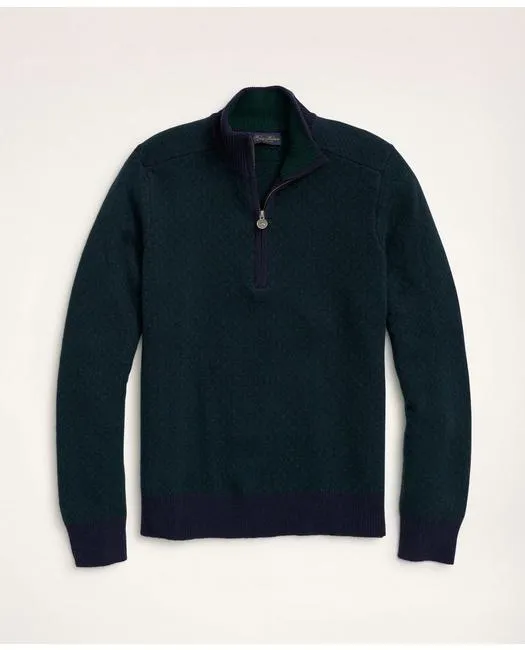 Brooks Brothers Men's Big & Tall Wool Nordic Half-Zip Sweater Navy/Green