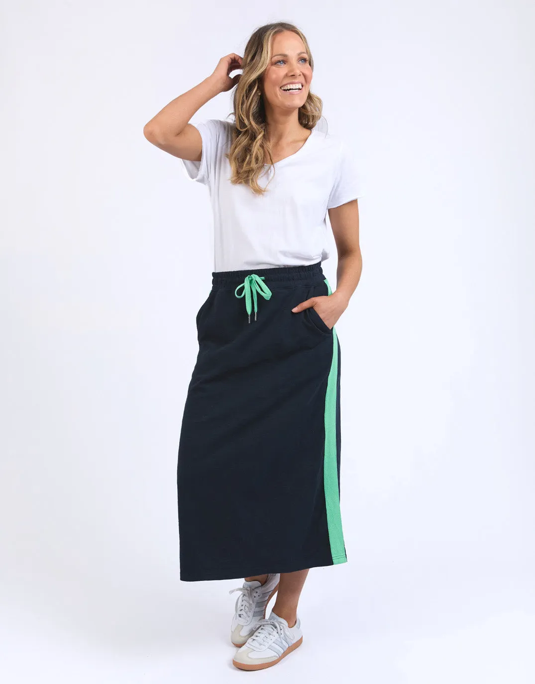 Brunch Skirt - Side Tape - Navy/Neon Green