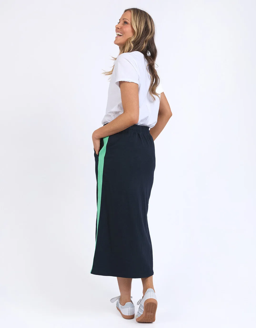 Brunch Skirt - Side Tape - Navy/Neon Green