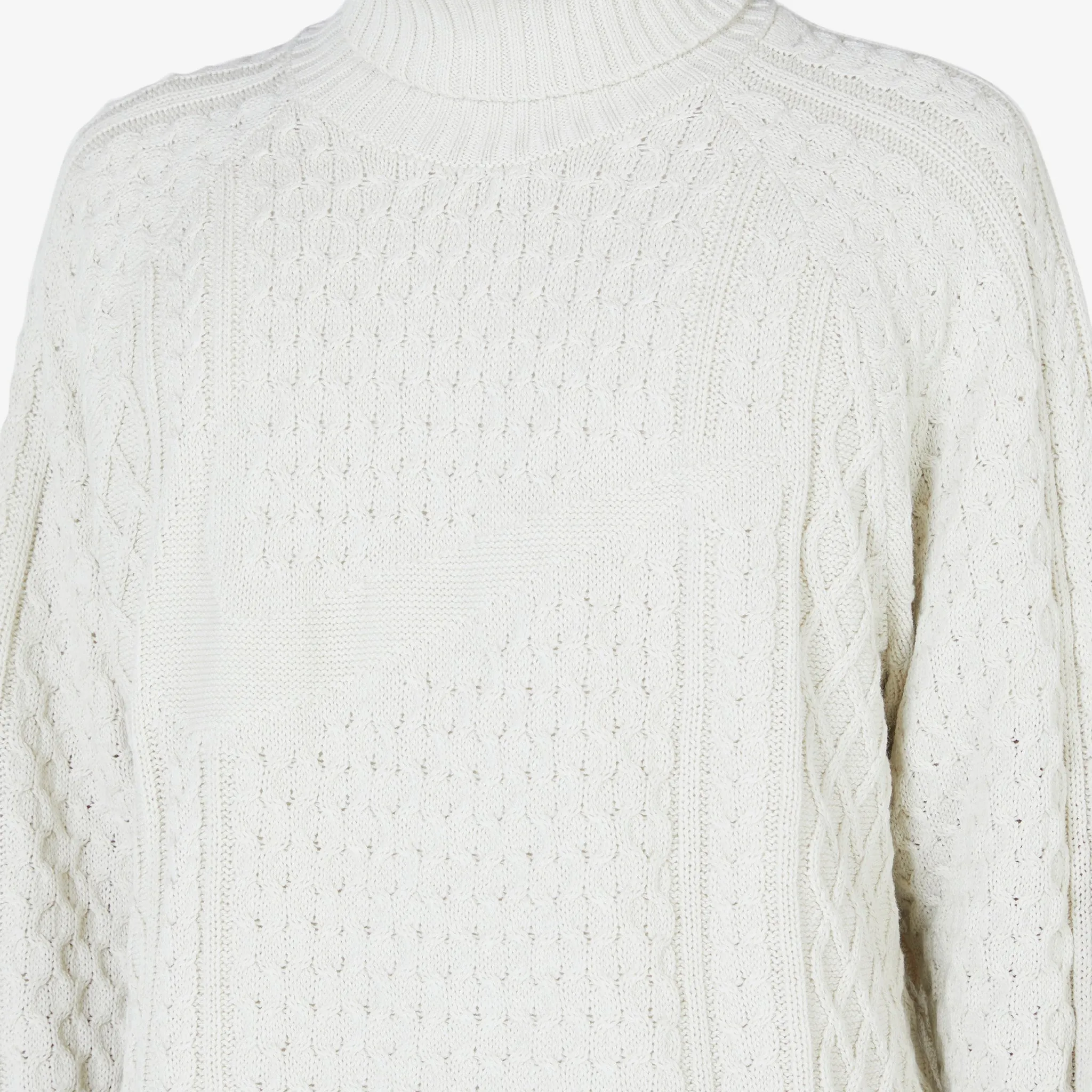 Cable Knit Turtleneck Sweater Light Bone