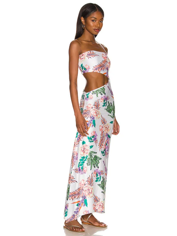 Cedar Floral Strapless Maxi Dress