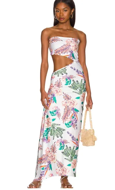 Cedar Floral Strapless Maxi Dress