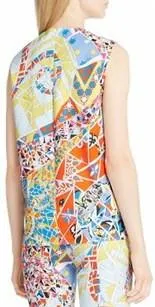 Celeste-Multi Sleeveless Mosaic Print Silk Top-Emilio Pucci