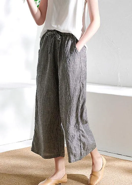 Chic Beige Pockets Casual Wide Leg Summer Pants Linen