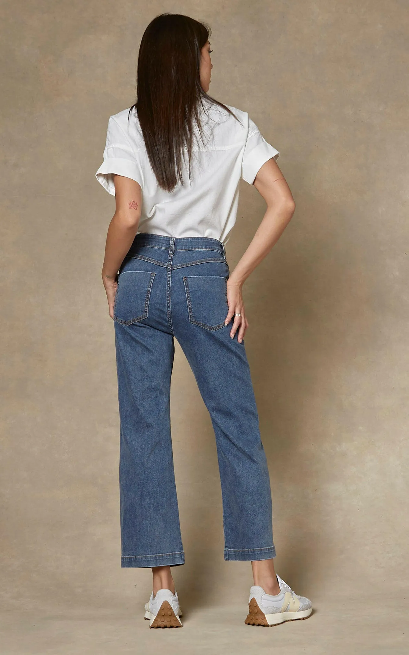 Cody Blue Denim Kick Flare Trouser