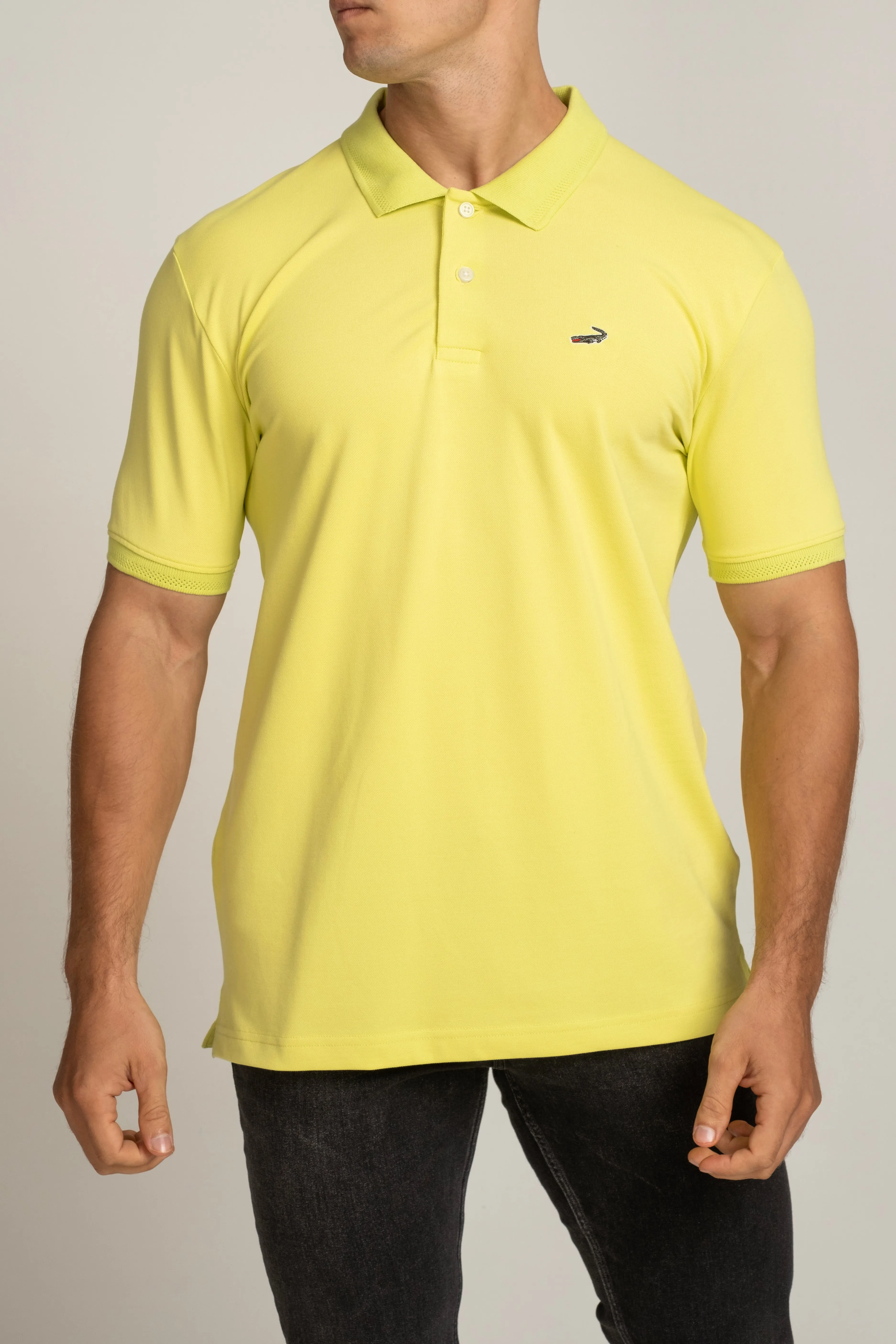 Crocodile Mens Slim Fit Polo HS T-Shirt Shadow Lime