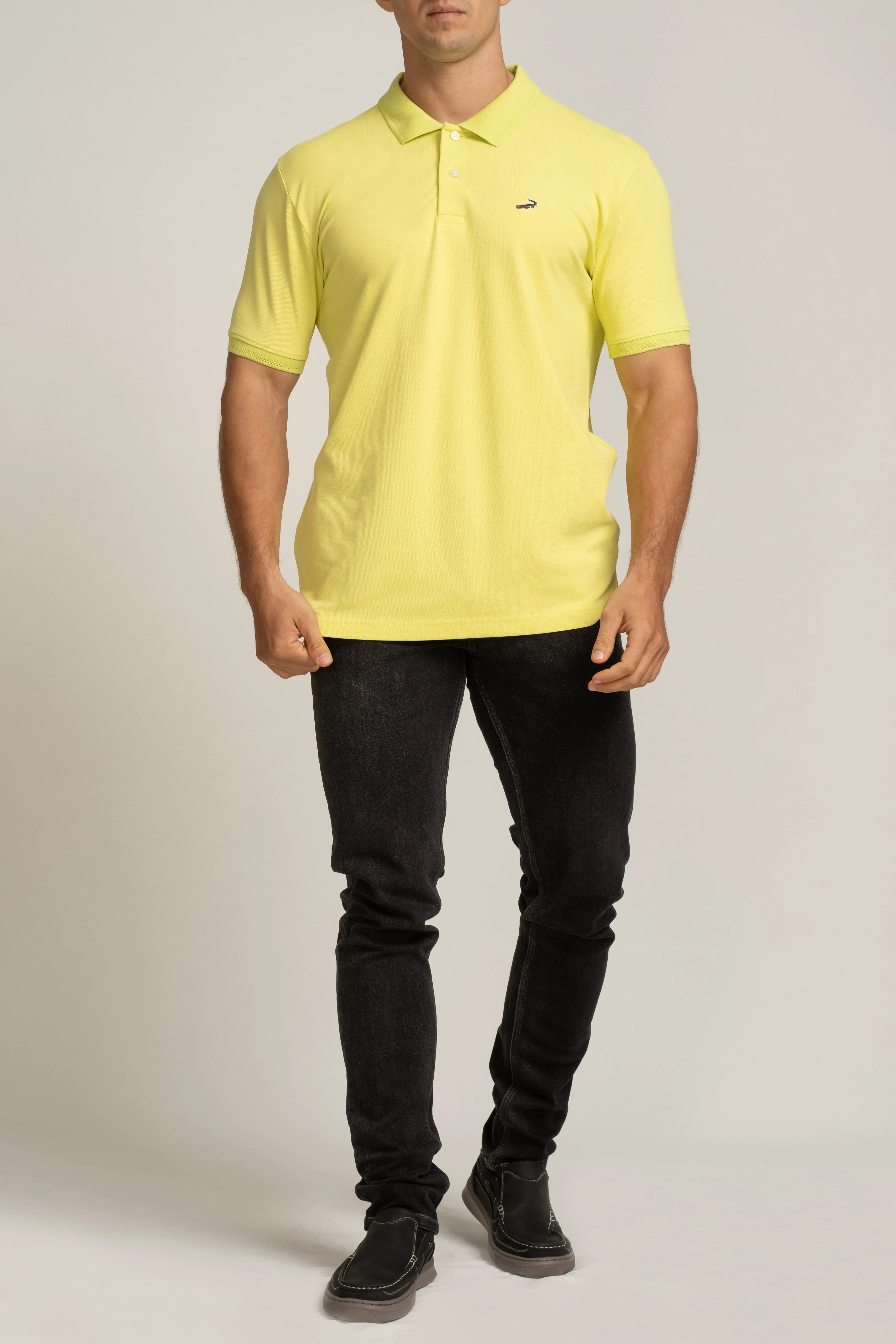 Crocodile Mens Slim Fit Polo HS T-Shirt Shadow Lime