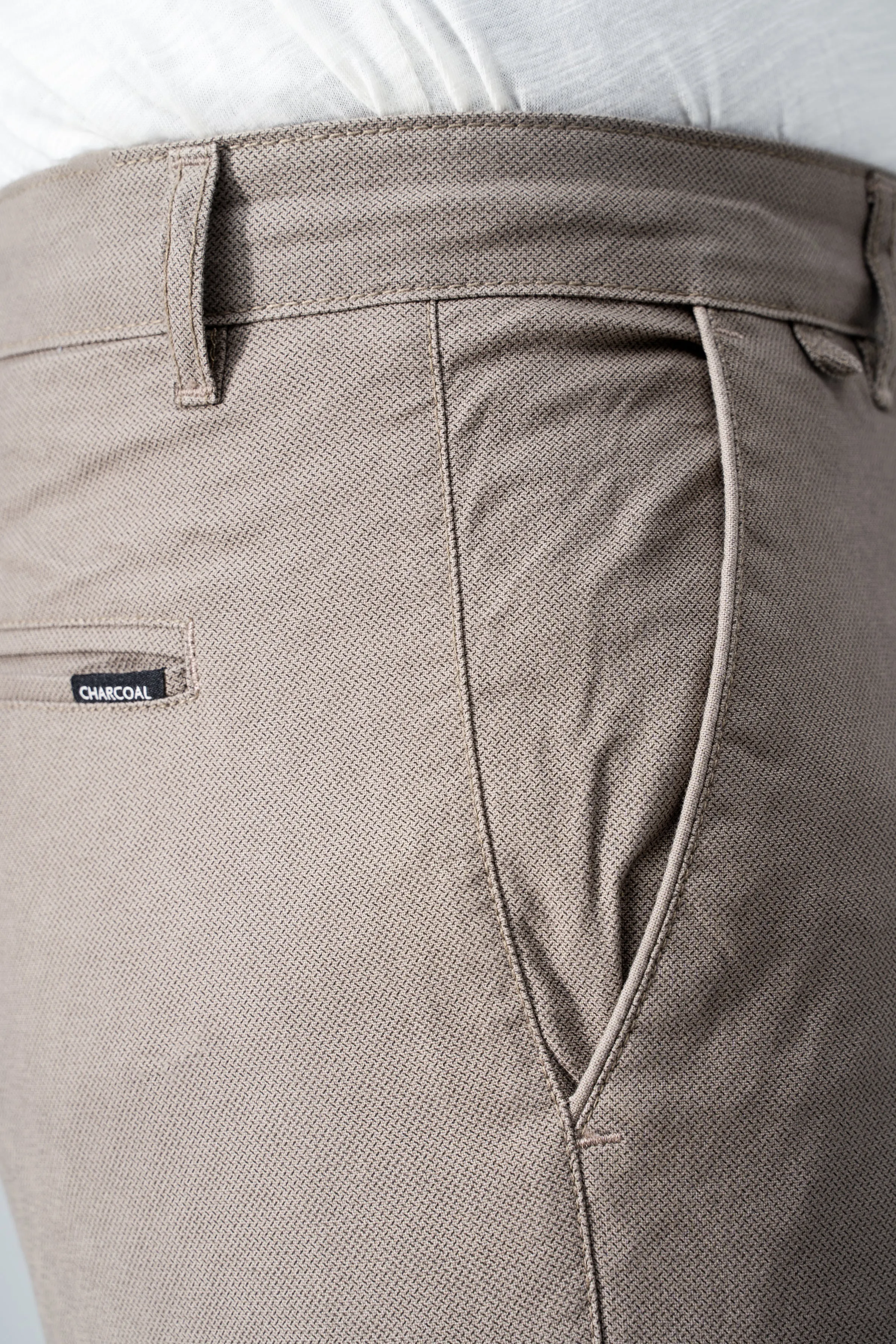 CROSS POCKET PRINTED SLIMFIT PANT KHAKI