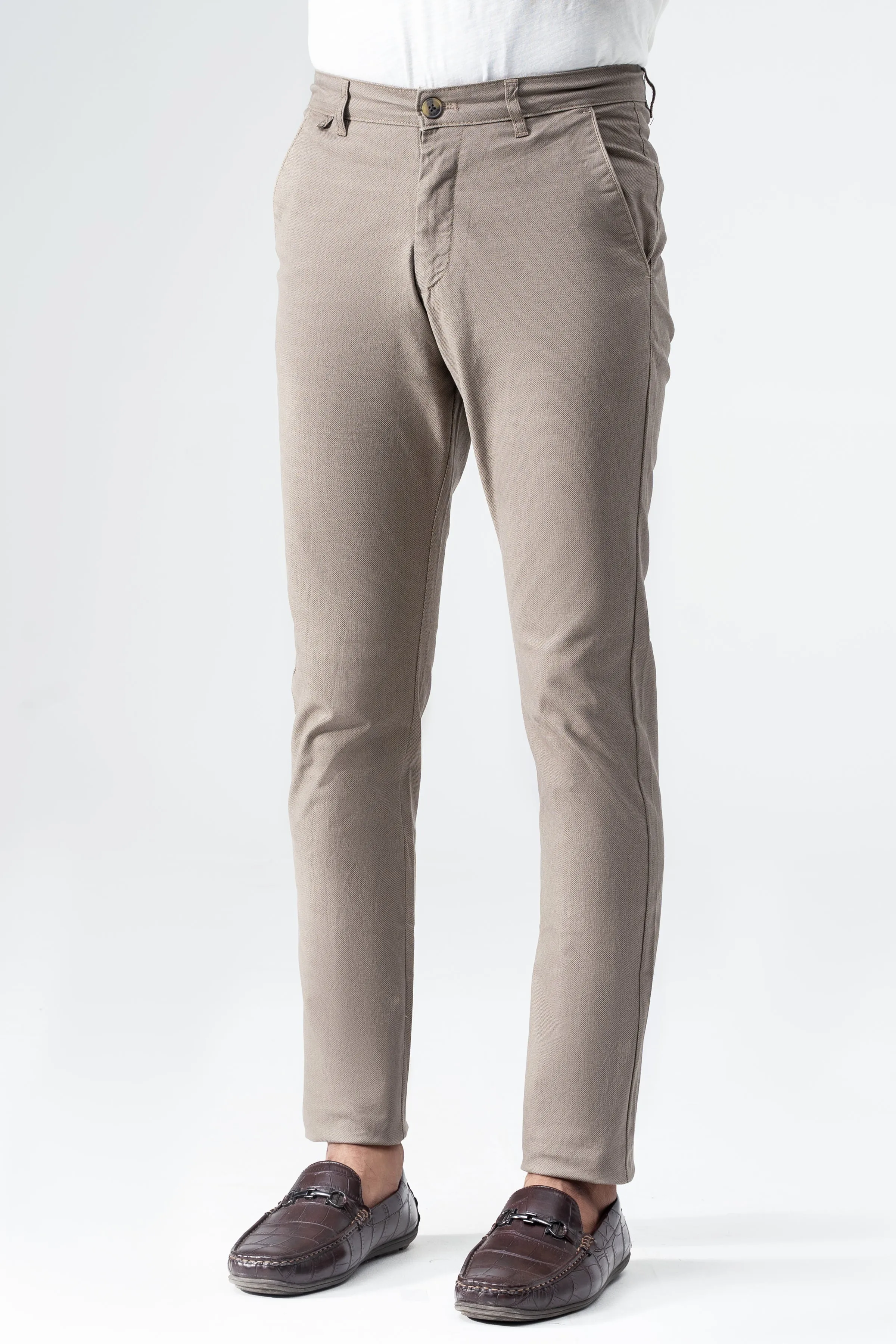 CROSS POCKET PRINTED SLIMFIT PANT KHAKI