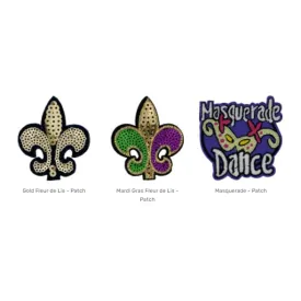 Custom Denim Dog Jacket Patches - Mardi Gras