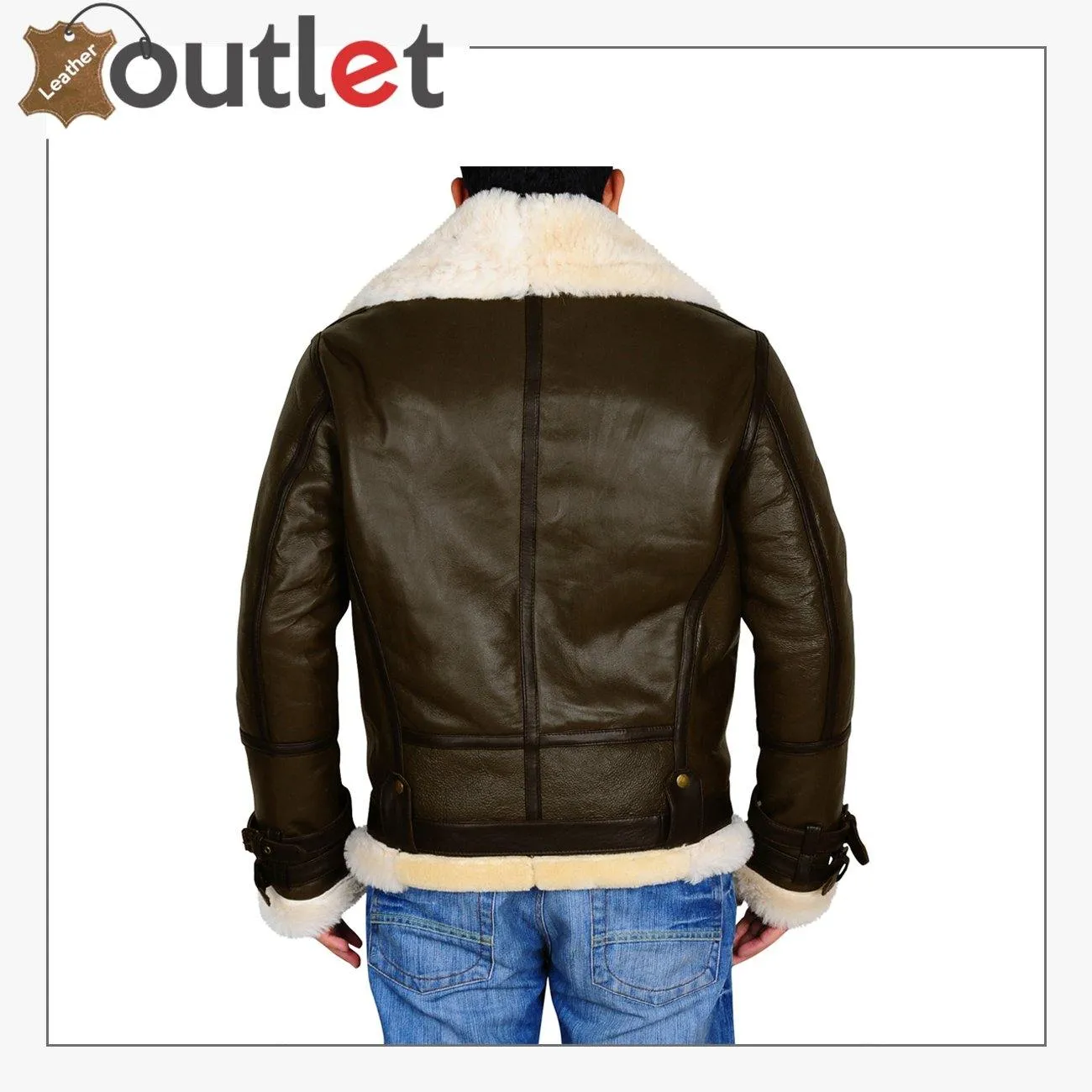 Dark Brown Men B3 Bomber Shealring Leather Jacket