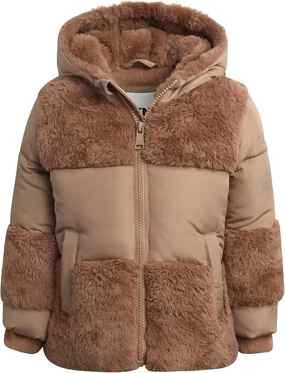 DKNY Infant Toddler Baby Girls' Winter Coat- Polar Fleece Lined Hooded Quilted Bubble Puffer Jacket for Girls (12M-4T), Size 4T, Blush