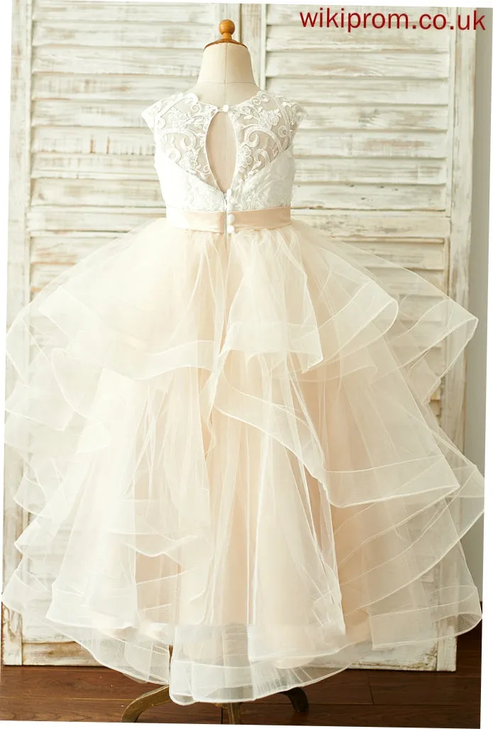 Dress - Scoop Tulle/Lace Girl Flower Girl Dresses Floor-length Neck Kiana Sleeveless Flower Ball-Gown/Princess