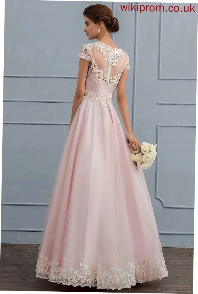 Dress Tulle V-neck Wedding Kaiya Floor-Length Sequins Ball-Gown/Princess Wedding Dresses Beading With