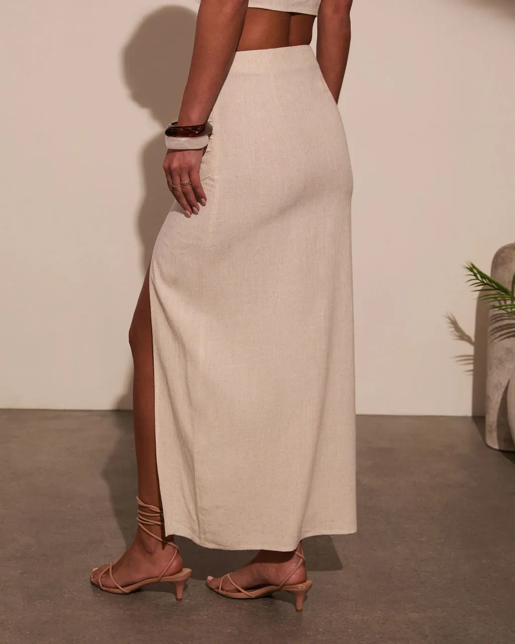 Emiliana Wrap Linen Maxi Skirt