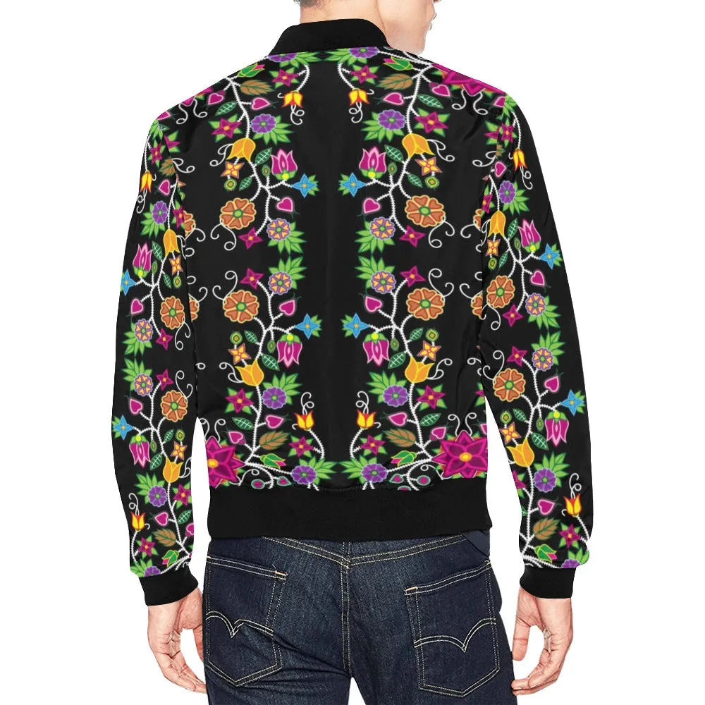 Floral Beadwork Bomber Jacket for Men