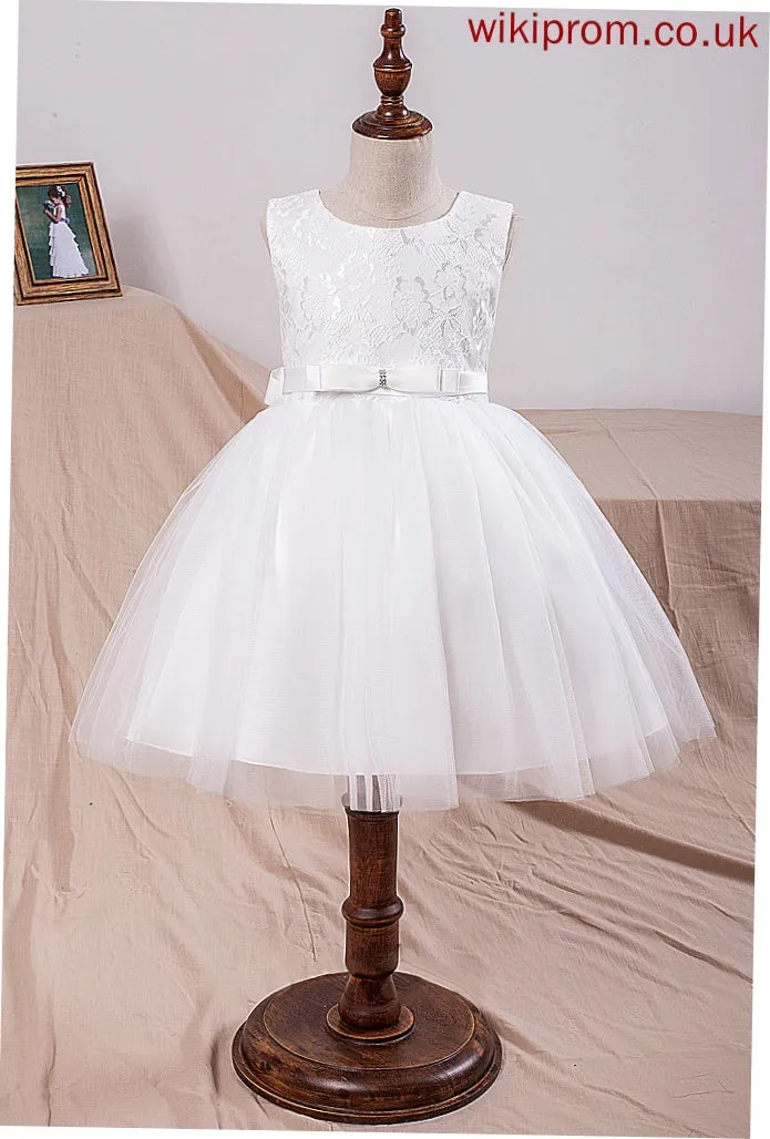 Flower Girl Dresses Jakayla Scoop - Knee-length Girl Dress Ball-Gown/Princess Flower Sleeveless With Neck Bow(s) Tulle/Lace