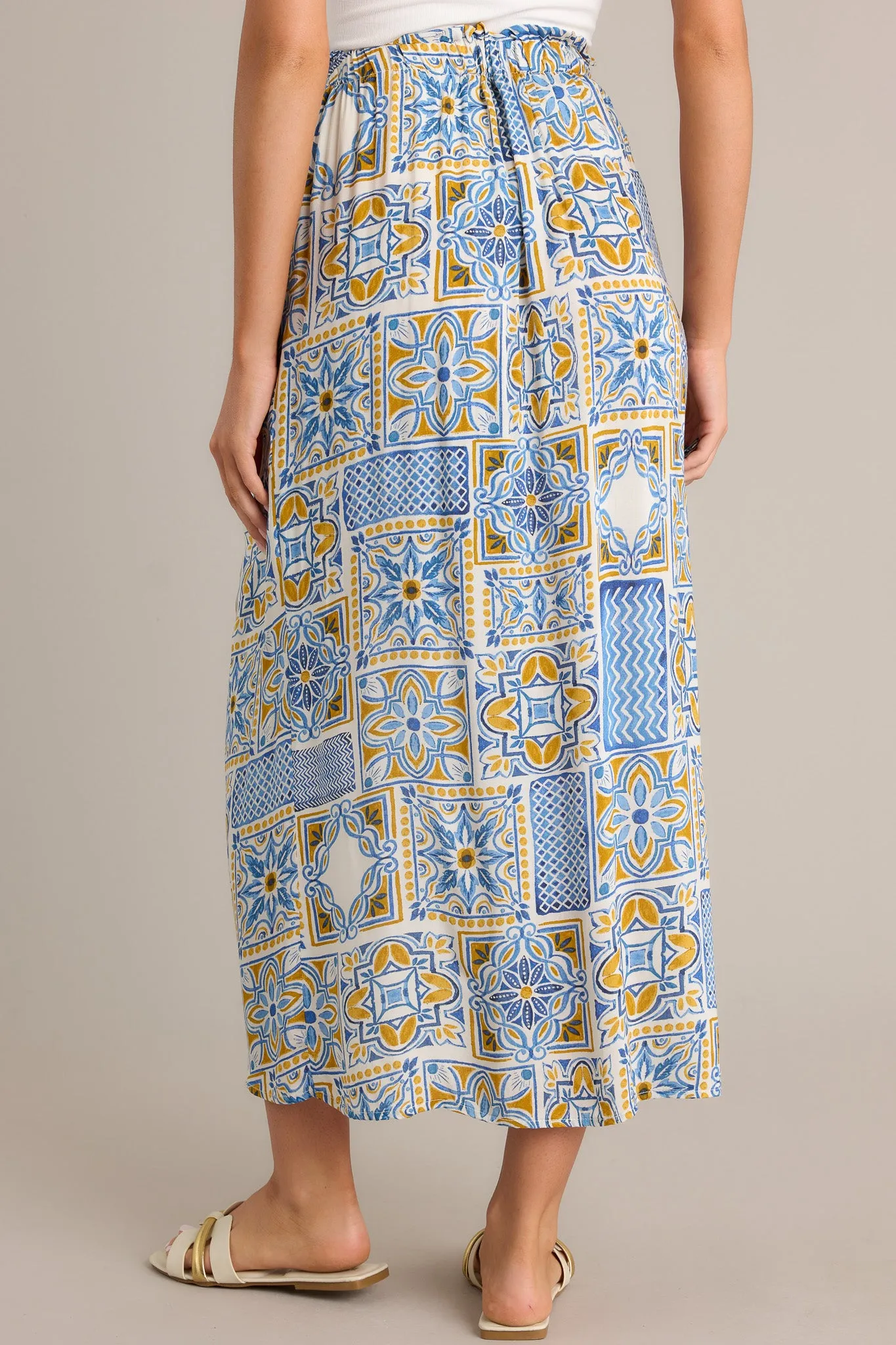 Free Spirit Blue Multi Faux Wrap Skirt